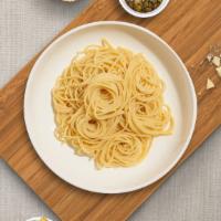 Your Own Spaghetti · spaghetti pasta cooked with your choice of sauce, veggies, meats and topped with Parmigiano-...