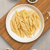 Your Own Penne · penne pasta cooked with your choice of sauce, veggies, meats and topped with Parmigiano-Regg...