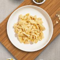 Your Own Fettuccine · fettuccine cooked with your choice of sauce, veggies, meats and topped with Parmigiano-Reggi...