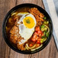 Pork Katsu Curry (udon or soba) · Japanese style pork cutlet over  Udon or Soba noodles with broth, an egg, and  your choice o...
