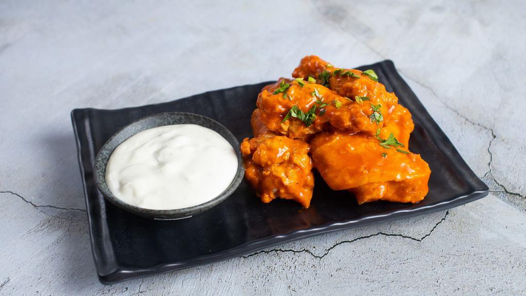 Winger Takes All · Our homemade crispy chicken wings are a crowd favorite served with blue cheese slx pleces serving size three servings of a wings.