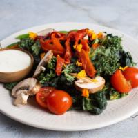 In for the Kale · Roasted red pepper, crimini mushrooms, Blue lake green beans, cherry tomatoes , ranch dressi...