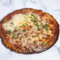 Say Cheese · Homemade cauliflower based pizza crust topped with red sauce and mozzarella cheese. Nutritio...