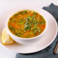 Daal Soup · Mixed lentils and peas cooked with a hint of mild spices.