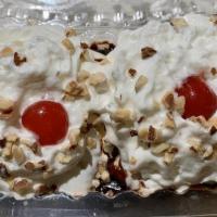Banana Split (Small) · With whipped cream, nuts, cherry, and a choice of two toppings.