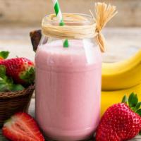 Strawberry, Banana & Milk Smoothie · Fresh 20 oz smoothie made with strawberries, banana, and milk.