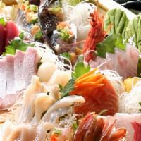 Miyuki Sashimi · 35 pcs chef's choice sashimi for two (includes hotate, amaebi) (served with 2 miso soups and...