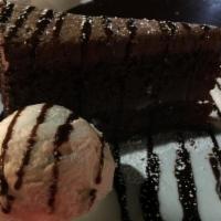 Chocolate Mousse Cake · With vanilla ice cream