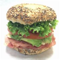 Club Bagel · Turkey, ham, bacon mayo, tomato, lettuce