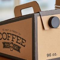 To Go Coffee Box (96 oz, Serves 8 People) · Includes 8 cups, cream, sugar.
