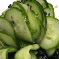 Yasai Sunomono · Cucumber and seaweed with vinegar dressing.