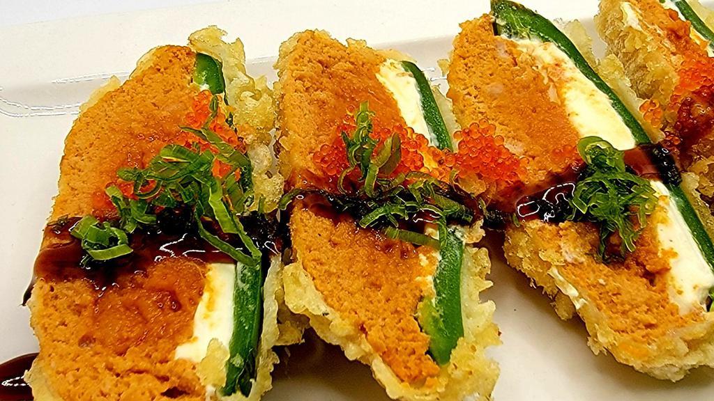 Jalapeño Poppers · fried jalapeno stuffed with cream cheese and spicy tuna.