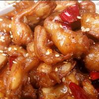 Szechuan Style Crispy Chicken 四川鸡 · Hot and spicy.