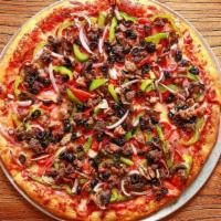 Taylor Made Combo Pizza · pepperoni, sausage, bell pepper, red onion, black olive, mushroom, marinara sauce