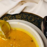 New Delhi Dal Soup · House specialty. Our chef's creation with blends of yellow lentils and flavorful spices.