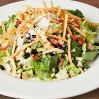 BLACK BEAN & CORN TACO SALAD :: · Romaine lettuce, grilled corn, black beans, cilantro, onions, & tomatoes tossed in a lime vi...