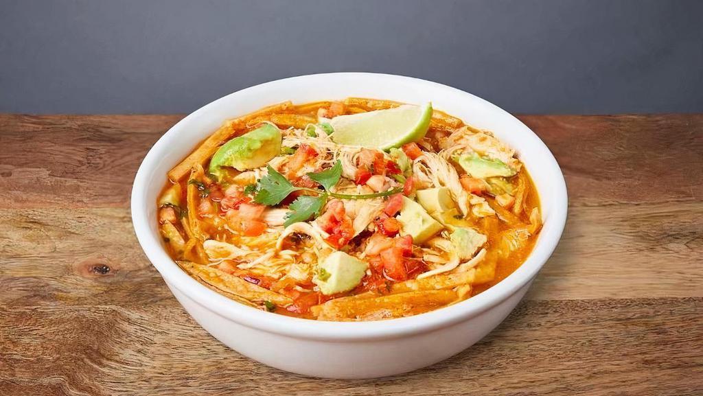 SOPA DE TORTILLA :: · Homemade pollo soup with tomatoes, onions, Jack cheese, avocado, tortillas, & lime