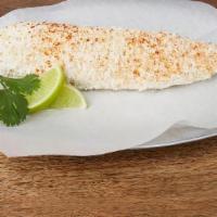 ELOTE :: · Fresh corn on the cob brushed with lime salsa & dusted with cotija cheese and cayenne pepper