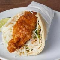 BAJA TACO :: · Beer-battered fish in soft corn tortillas with cilantro, cabbage, red onions, salsa roja, & ...