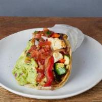 NICK'S WAY GRILLED VEGGIE :: · One taco with a grilled crispy corn tortilla wrapped in a soft corn tortilla. With seasonal ...