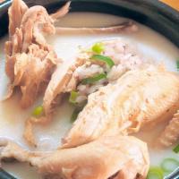 Ginseng Young Chicken Soup / 영계 삼계탕 · Whole young chicken stuffed with ginseng, jujubes, chestnuts, sticky rice and garlic.