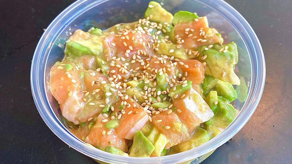 Salmon Avocado Salad · sashimi salmon, avocado, sesame seeds, seafood dressing, wasabi mayo
