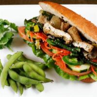 Vegetarian Sandwich · Vegetarian. Tofu, mushroom and green beans. Sauteed in lemongrass. Served on an airy French ...