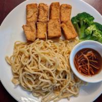R13. Garlic Noodle with Fried Tofu · 