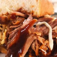 Spicy Pulled Pork · with Granny Smith apple coleslaw.