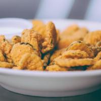 Southern Fried Pickle Spears · with ranch dressing.