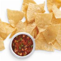 Chips & Salsa · Corn chips with side of pico de gallo salsa.