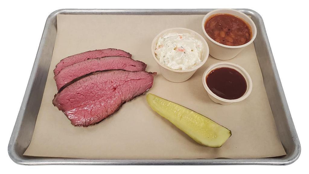 Grilled Tri Tip Plate | BBQ Plate · 8oz Grilled Tri Tip, served with your choice of sides, sauce, and pickle or jalapeño.