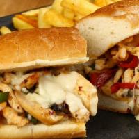 BBQ Chicken Steak · Grilled chicken with our onion and pepper combination and served on a soft roll with BBQ sau...