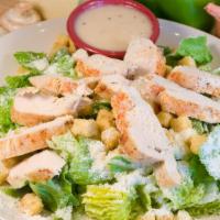 Chicken Caesar Salad · Chicken, romaine lettuce, croutons, parmesan cheese.