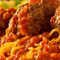 Spaghetti With Meatballs · Our famous half-pound meatballs with our homemade marinara sauce . {B}