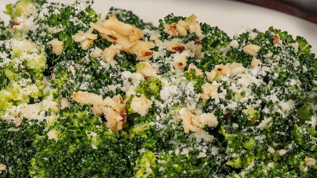 Italian Broccoli Romano · . Broccoli with garlic & a light touch of crushed red pepper & parmesan cheese . {SP, VT, GF}