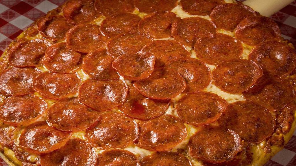 Pepperoni · Large slices of pepperoni, mozzarella, provolone & our authentic pizza sauce