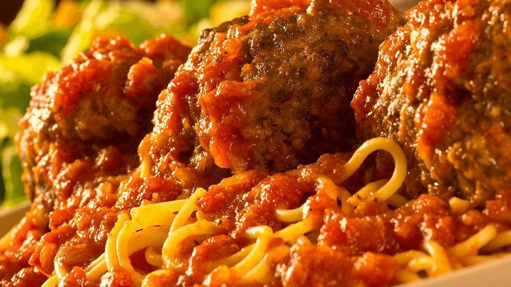 Spaghetti With Meatball · Our famous half-pound meatball with our homemade marinara sauce.