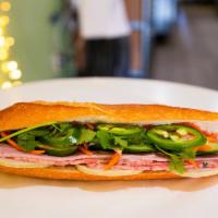 BM3. Special Ham Combo with Pate · Bánh Mì Dặc Biệt. A combination of pork roll, headcheese, and/or cold cuts.