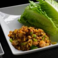 Lettuce Wrap · Lettuce wrap with radish, carrots and water chestnut with choice of chicken or shrimp, all t...
