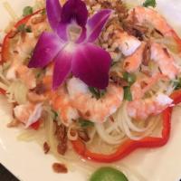 S12- Green Papaya Salad with Roasted Almonds · Shredded green papaya tossed with fresh herbs with your choice of shrimp or organic tofu, to...