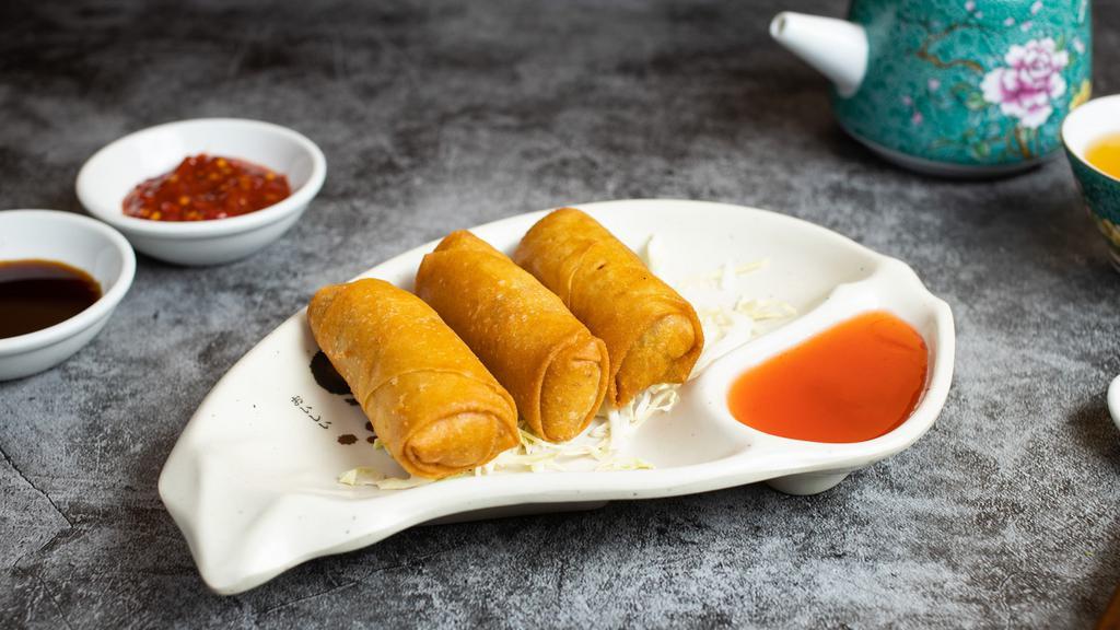 Spring Affair (Spring Rolls) · Fresh seasonal vegetables, and mushrooms wrapped in a wrapper and fried until golden crisp