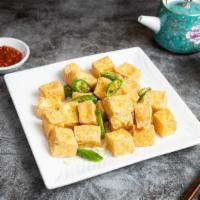 Everybody Have Tofun Tonight (Crispy Tofu) · Crispy tofu cooked with chili peppers and garnished with salt