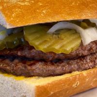 Double Burger · Burgers come with mustard, pickles and onions served on a San Francisco sourdough roll