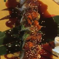 2. Black Dragon Maki (8 Pieces) · Deep fried shrimp, crab meat, avocado, topped with unagi (eel), sweet sauce and tobiko.