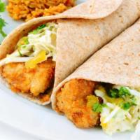 The Fish Wrap · Naan wrapped with swai boneless fish, lettuce, and cilantro.