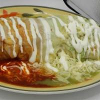 Super Burrito · Beans, Rice, Cheese, Sour Cream, Salsa and Choice of Meat