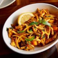 Shrimp Kebat · Wok tossed shrimp cooked with onions, tomatoes, green chiles, and mint leaves. Served mild, ...