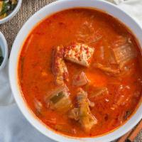 #54. Kim Chi Jjigae · Spicy stew made with ripened kimchi, pork and tofu.