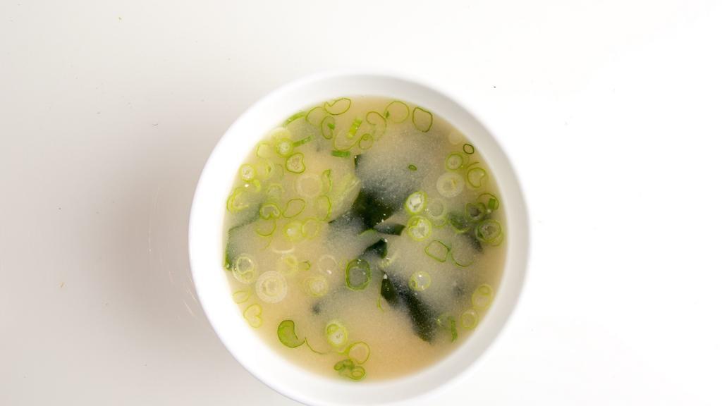 Miso Soup  · [V.GF] All natural vegan miso soup w/ tofu, green onion & wakame seaweed